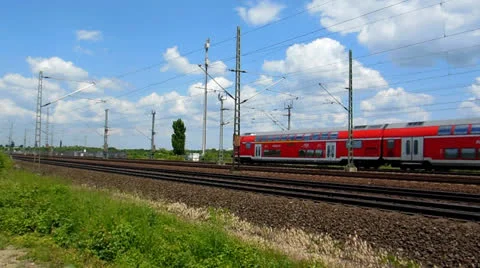 Cologne - circa june 2013 - Passing by rapid transit train Video stock 24669650