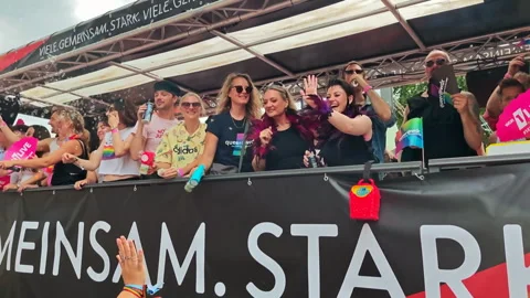 Cologne CSD Pride Parade Float Queer Rights And Great St Martin 2026 Stock Footage 341284944