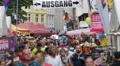 Cologne Diversity Festival Gay Pride Parade Narrow Old Town Street People Walk HD Footage