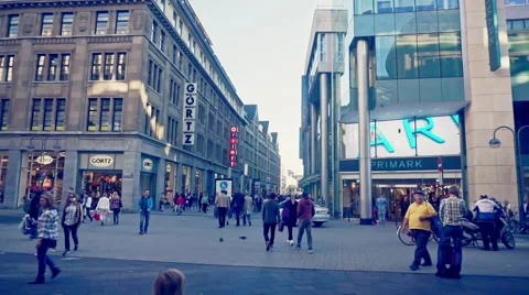 Cologne Downtown Breite Strasse Stock Footage 55658099