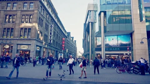 Cologne Downtown Breite Strasse Stock Footage 55658299