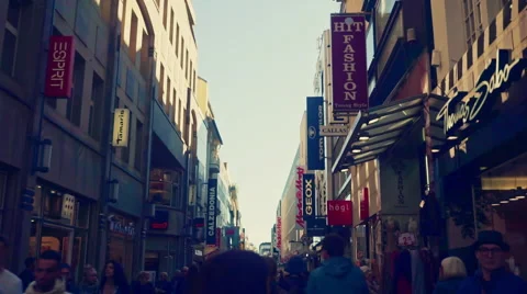 Cologne Downtown Hohestrasse Stock Footage 55656065