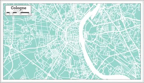 Cologne Germany City Map in Retro Style. Outline Map. Stock Illustration