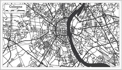 Cologne Germany City Map in Retro Style. Outline Map. Stock Illustration