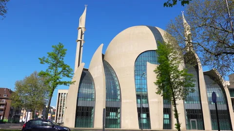 Cologne, Germany, Cologne Central Mosque, DITIB Zentralmoschee Koeln 스톡 동영상 130665771