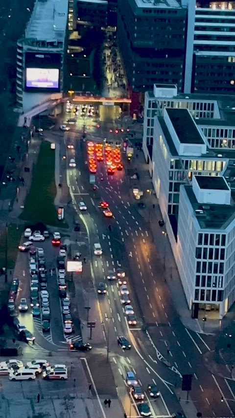 Cologne, Germany, February 18, 2026: Traffic and Construction Activity at Night  Stock Footage 329241653
