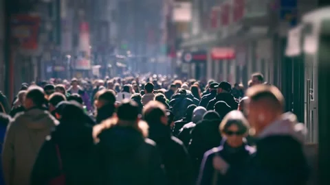 Cologne, Germany, March 2023: anonymous crowd in urban high street Stock Footage 239774352