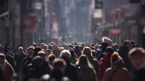 Cologne, Germany, March 2023: crowded urban high street on a winter day Stock Footage 239774387