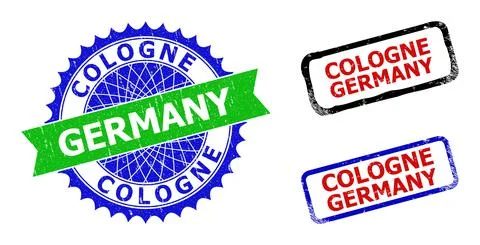 COLOGNE GERMANY Rosette and Rectangle Bicolor Seals with Rubber Textures Illustrazione stock