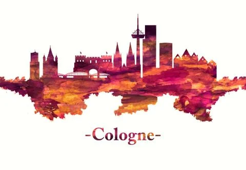 Cologne Germany skyline in red Illustrazione stock