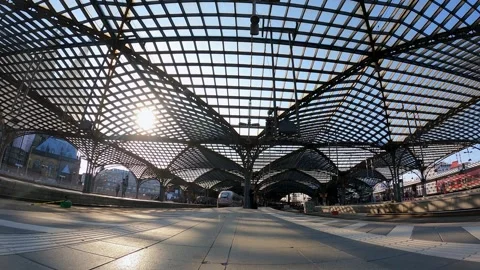 Cologne (Koeln) central train station, Germany, Time Lapse, 4k.mp Stock Footage 244702592