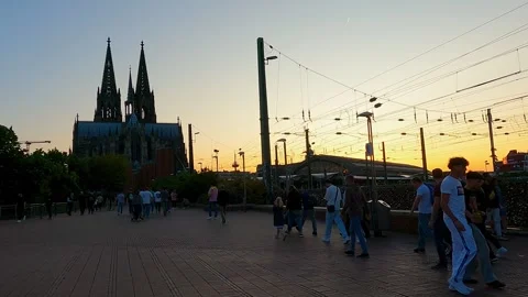 Cologne (Koln) Cathedral Sunset Time Lapse, 4k Stock Footage 244577598