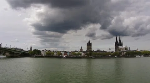 Cologne Landscape with Cathedral Timelapse Stock Footage 20586999