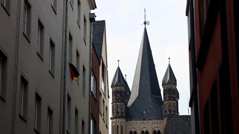 Cologne, nrw, germany - 21 06 2024: a german flag in the streets of cologne g 스톡 동영상 290084853