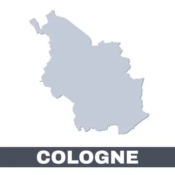 Cologne outline map. Vector map of Cologne city area borders with shadow Stock Illustration