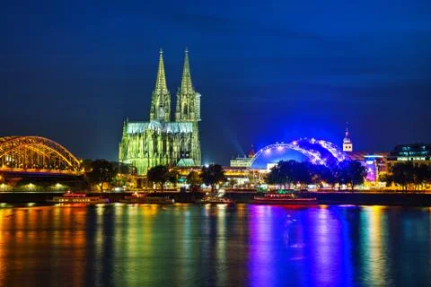 Cologne overview after sunset Stock Photos