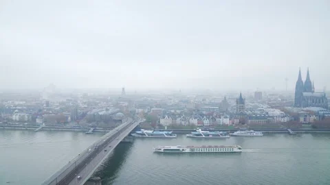 Cologne panoramic view with fog Video stock 180530016
