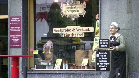 Cologne Senfmuseum shop window Stock Footage 51738341