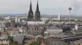 Cologne Skyline Aerial View Establishing Shot Famous Church TV Tower Colonius HD Footage