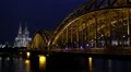 Cologne Skyline Cityscape Illuminated Night Establishing Shot Evening Lights Lit HD Footage