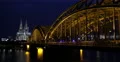Cologne Skyline Cityscape Illuminated Night Establishing Shot Evening Lights Lit 4k or 4k+ Resolution
