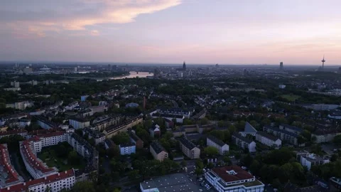 Cologne skyline drone view at dawn Stock Footage 312696169