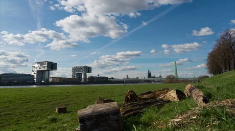 Cologne Skyline from Poller Wiesen Stock Footage 61775965