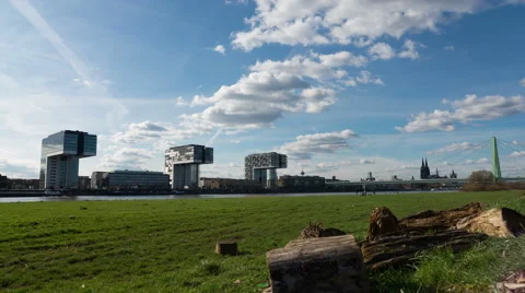 Cologne Skyline from Poller Wiesen Stock Footage 61778288