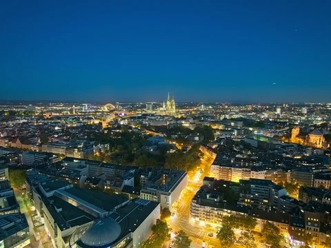 Cologne skyline at sunset Stock Footage 96389755