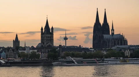 Cologne Skyline at Sunset, Germany Stock Footage 41779632