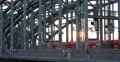 Cologne Sunset Hohenzollern Bridge Local Regional Train Passing People Commuters 4k or 4k+ Resolution