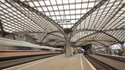 Cologne Train Station Time lapse Stock Footage