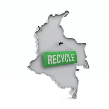 Colombia 3D map with green recycle sign. 3D Rendering Illustrazione stock