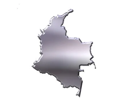Colombia 3D Silver Map Stock Illustration