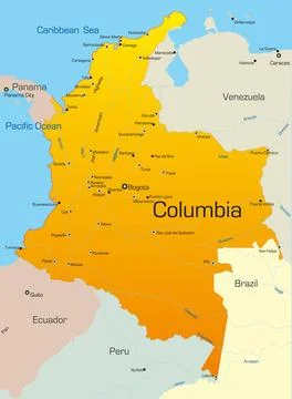 Colombia Abstract vector color map of Colombia country Copyright: xZoonar.... Stock Photos
