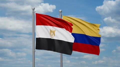 Colombia and Egypt two flags Stock Footage 268848506