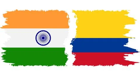Colombia and India grunge flags connection vector Stock Illustration