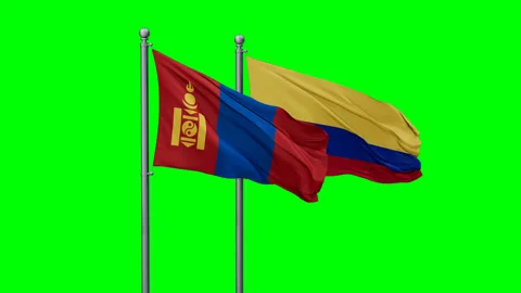 Colombia and Mongolia two flags Stock Footage 293734932