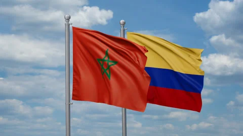 Colombia and Morocco two flags Stock Footage 269322888