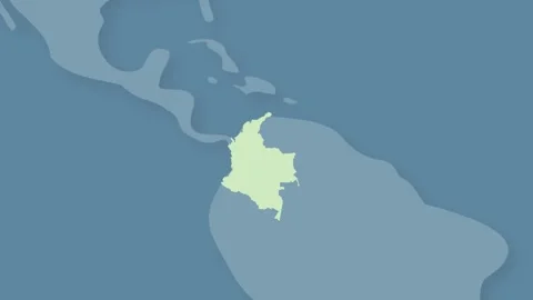 Colombia Appearing from World Map with Zoom Effect Latin America Видео 340557498