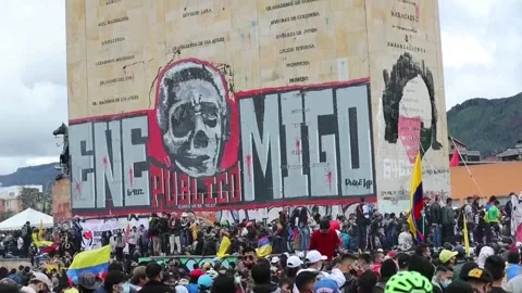 Colombia completes day 18 of protests against Duque, Bogotá, CO - 16 May 2021 Stock Footage 204033257