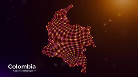 Colombia Connected Intelligence Technology Network Map Visualization Stock Illustration