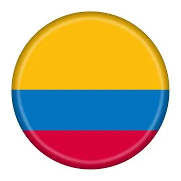 Colombia flag button 3d illustration with clipping path Stock Illustration