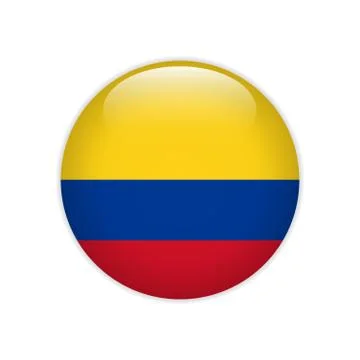 Colombia flag on button Stock Illustration