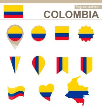 Colombia Flag Collection Stock Illustration