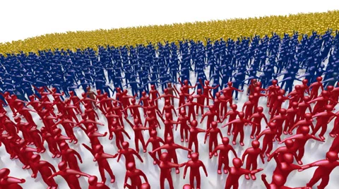 Colombia Flag Crowd Video stock 34607223