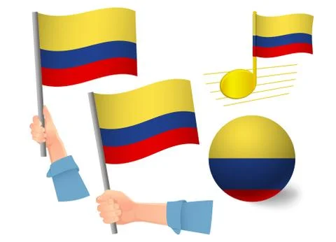 Colombia flag icon set Stock Illustration
