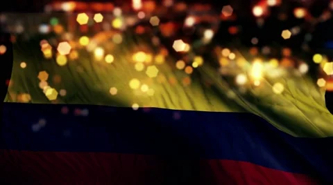 Colombia Flag Light Night Bokeh Abstract Loop Animation 4K Stock Footage 47565160