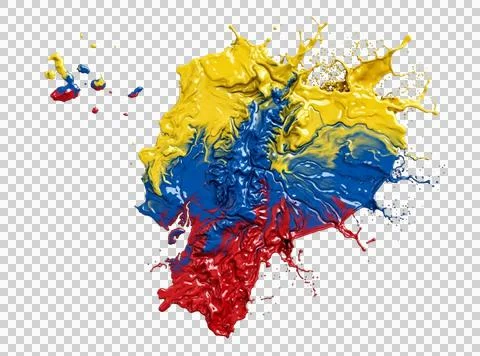 Colombia flag made of colored paint splashes on transparent background with.. Stock Illustration