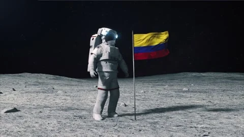 Colombia flag on Moon Stock-Footage 168335438